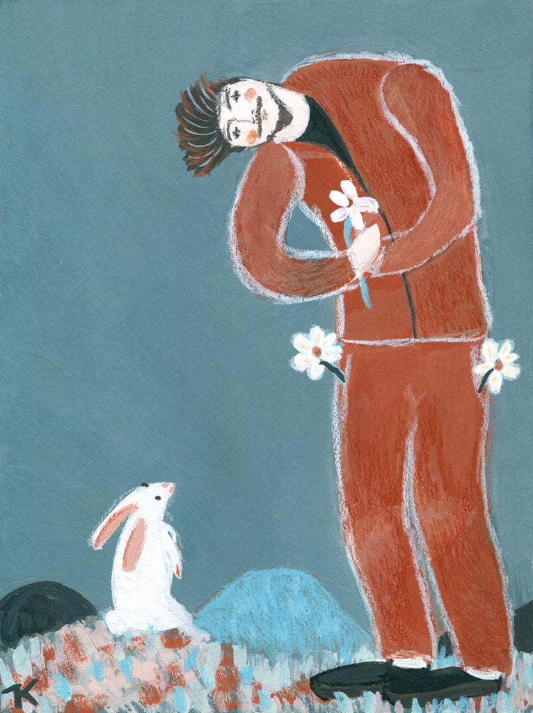 Reserved - Good Morning Mr. Rabbit Original painting - Jokamin