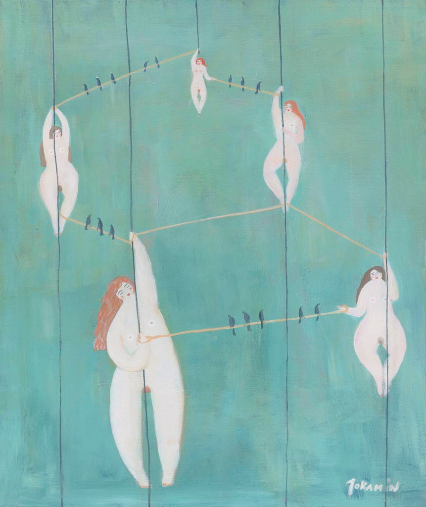 Birds on Wire Original painting - Jokamin