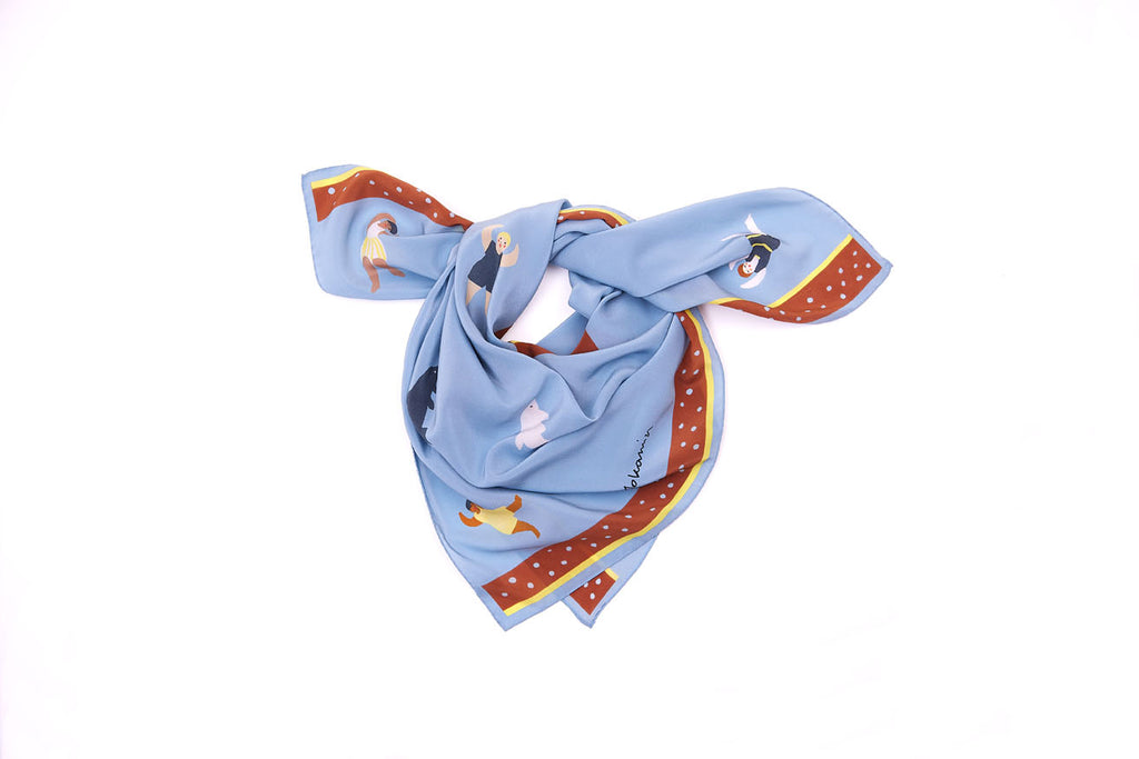 Aqua silk scarf Scarves - Jokamin